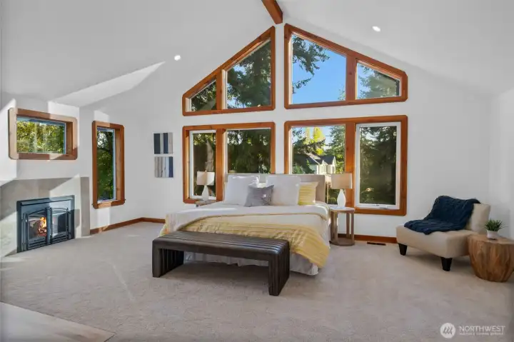 Primary bedroom with stunning windows and lots of natural light