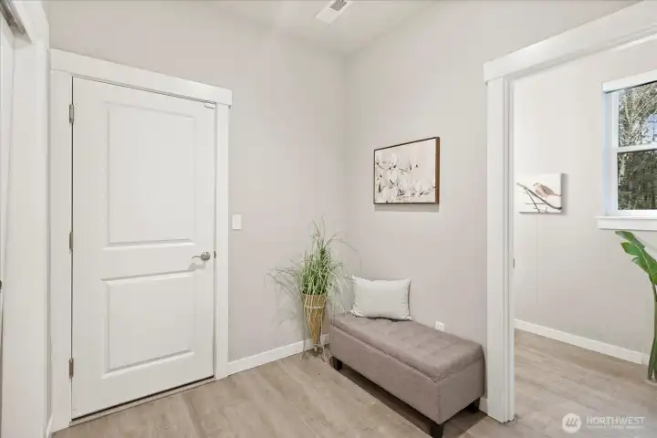 Attached garage off main floor and half bath