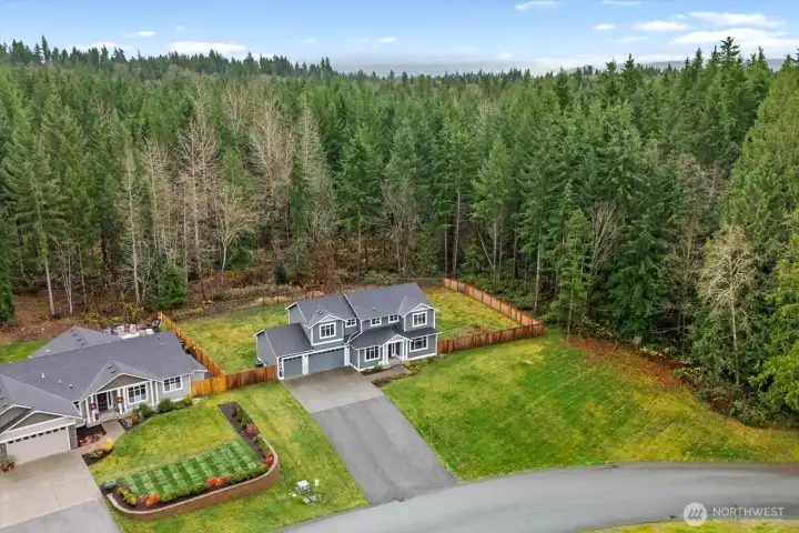 Aerial view of corner lot