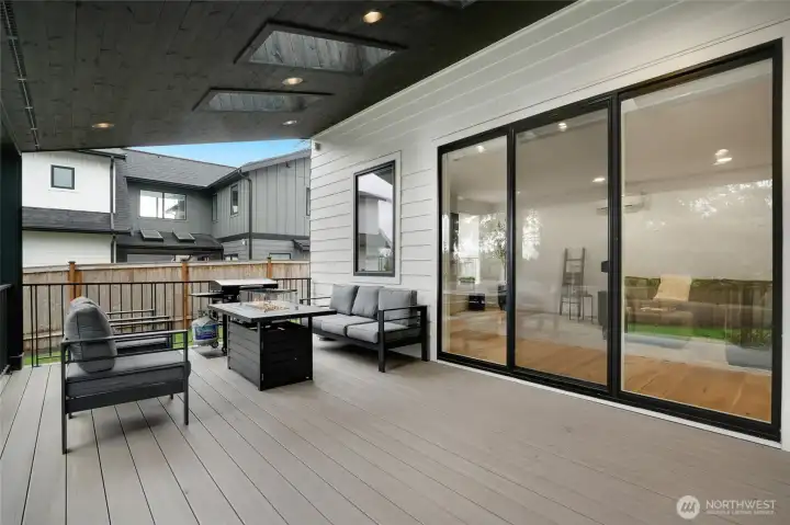 Covered Back Patio with Skylights