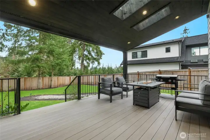 Skylights and recessed lighting make for year-round entertaining