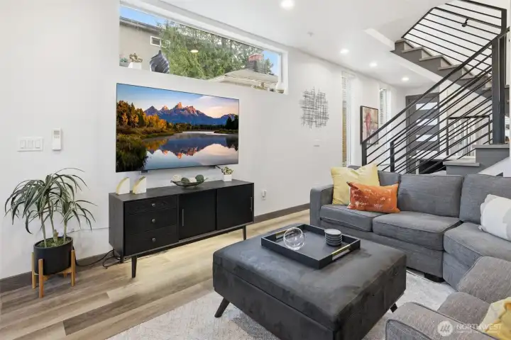 Well lit living area on main level.