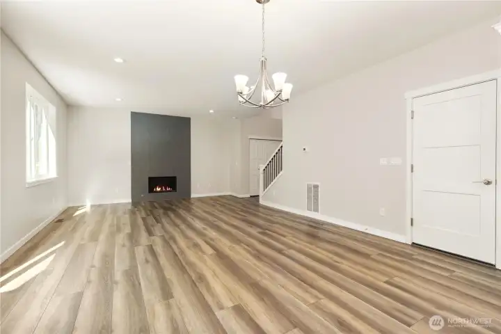 Spacious Living Room with gas fireplace
