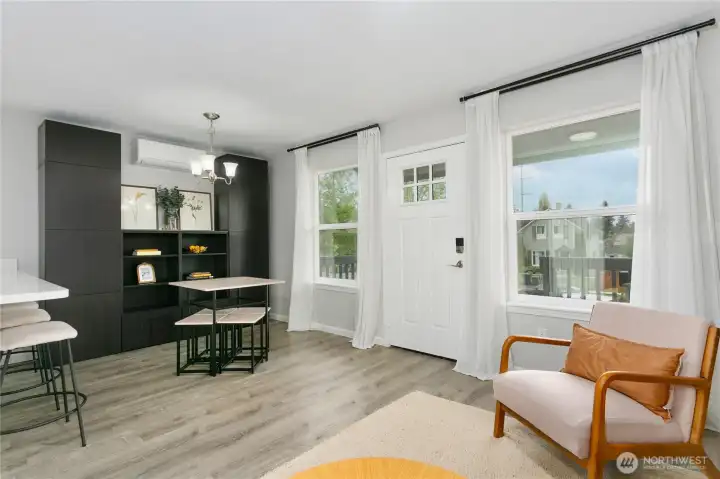 Built in shelving unit conveys