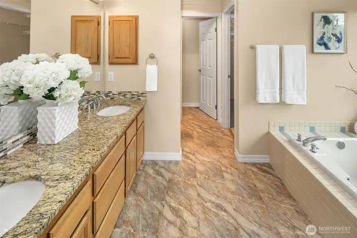 Step down tub, walk in closet~