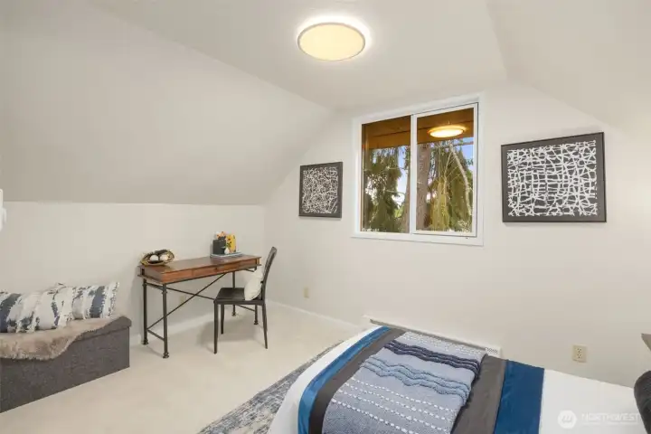 Steep roofline outside, comfortable headroom inside thanks to thoughtfully designed dormers. Steep roofline outside, comfortable headroom inside thanks to thoughtfully designed dormers.