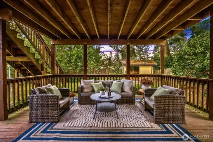 Entertain, relax or just enjoty the sound of the rain from your all-weather deck. Entertain, relax or just enjoty the sound of the rain from your all-weather deck.