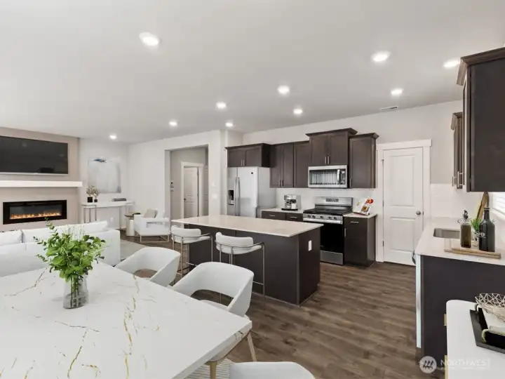 kitchen open to living room.  Pictures for representational purposes only, colors and included features may vary.