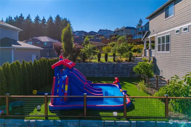 Side yard is the perfect spot for a play area.