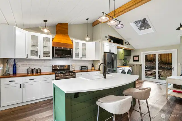 Vaulted Ceilings and skylights.