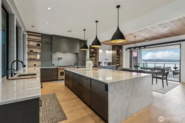 Top of the line appliances in this gourmet Kitchen with huge island