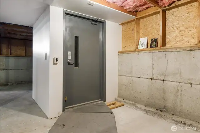 Elevator connects to upstairs living area.