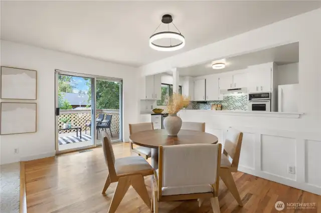 A slider off the dining area leads to the expansive deck.