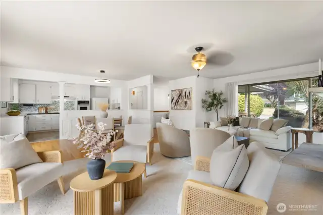 Gatherings are easy with the living room open to the dining area and the kitchen.