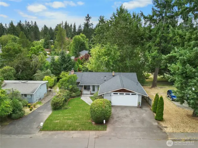 A 2 car garage adds convenience.
