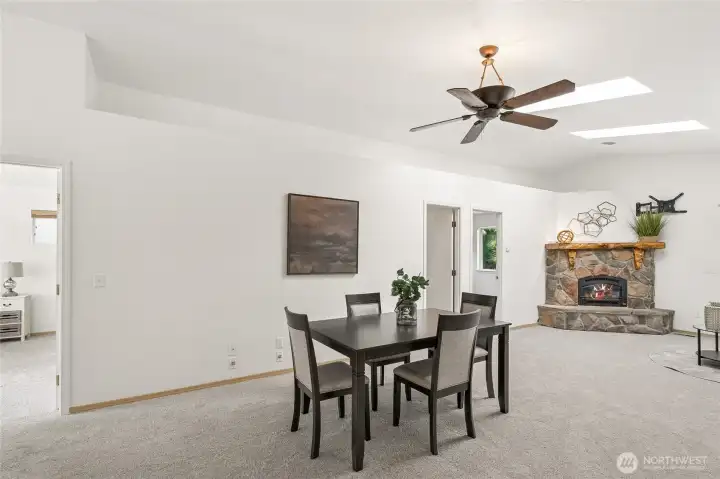 Generous dining area perfect for everyday meals or celebrations.