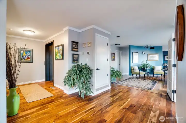 Arrive in style as the elevator opens to your private floor, revealing effortless flow and stunning views.