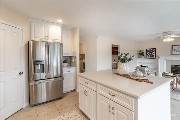 Lots of room to move around the kitchen for cooking and socializing.