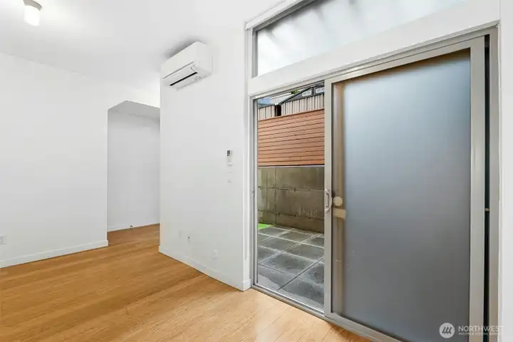 First level Bedroom/Bonus slider to the fenced yard.