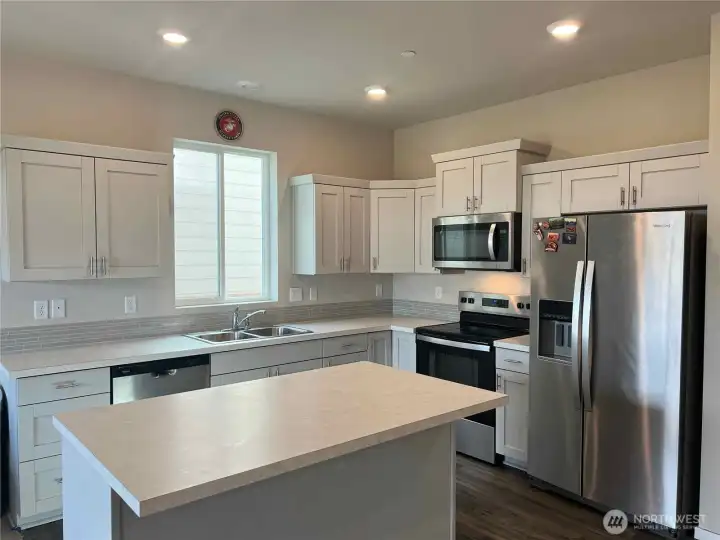 SS appliances, island