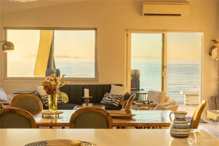 Sunset views from the living room.