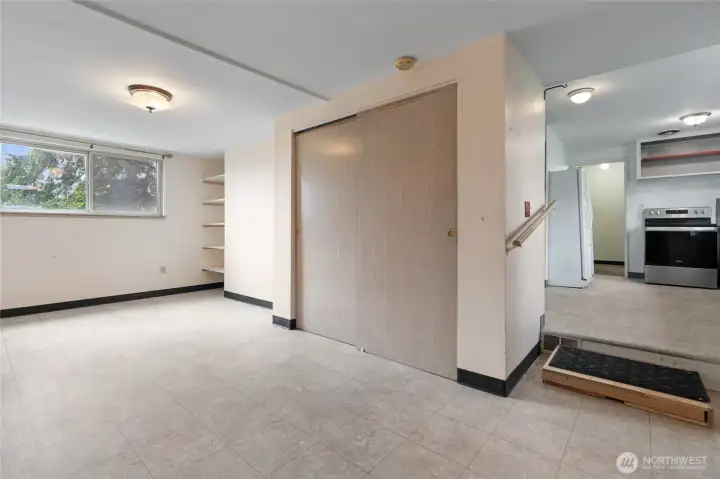 The garage was turned into extra living space - now there's plenty of room for all your hobbies!