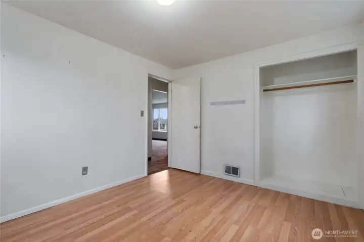 This bedroom is in the northwest corner of the house.