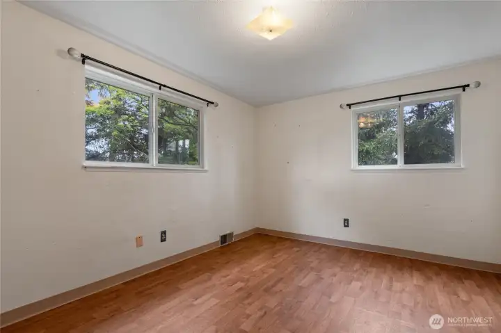 This bedroom is in the front of the house, on the southwestern side of the home.