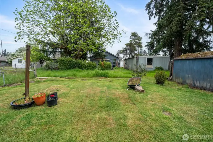 Level gardening space with southern sun exposure.
