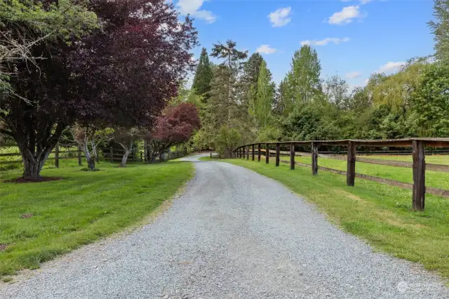 Separate house and barn driveways for privacy