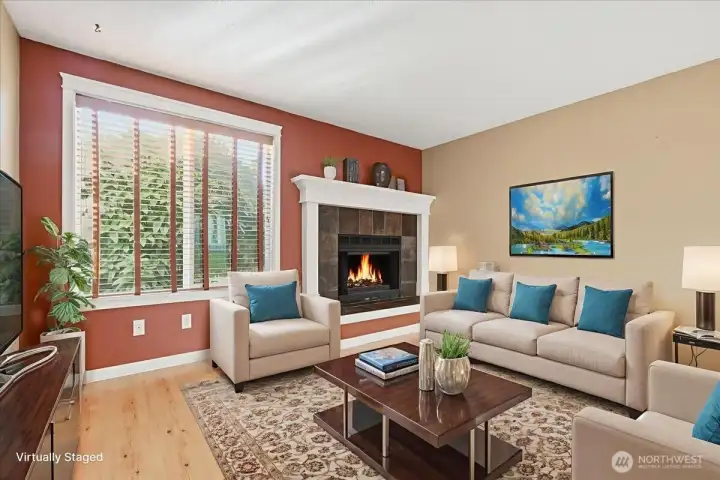 Living Room, Wood-Burning Fireplace
