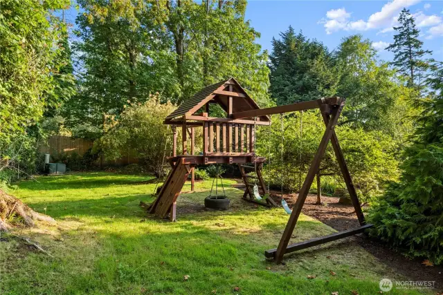 Perfectly hidden from the main areas of the  home, it provides a private and secure  setting where children can play and explore.  The thoughtfully designed play area  encourages imagination and activity, making  it an ideal spot for family fun and cherished  memories.