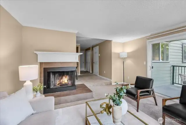 Double-sided wood fireplace