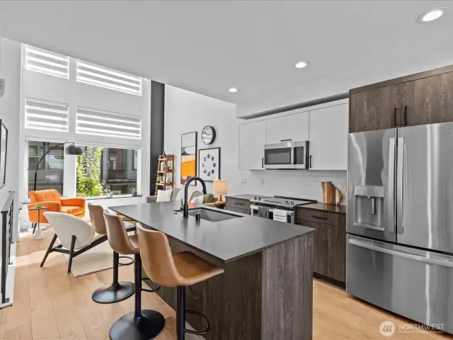 kitchen and living room  area
