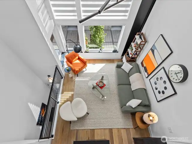 view of living room from mezzanine