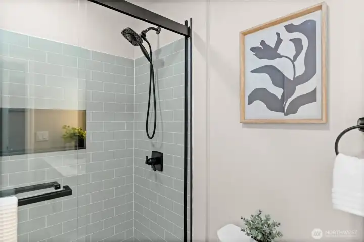 Primary bathroom. Custom tile