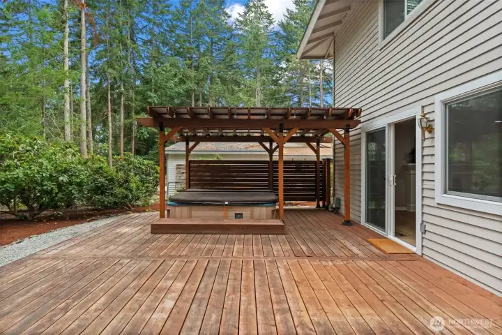 Large deck with hot tub