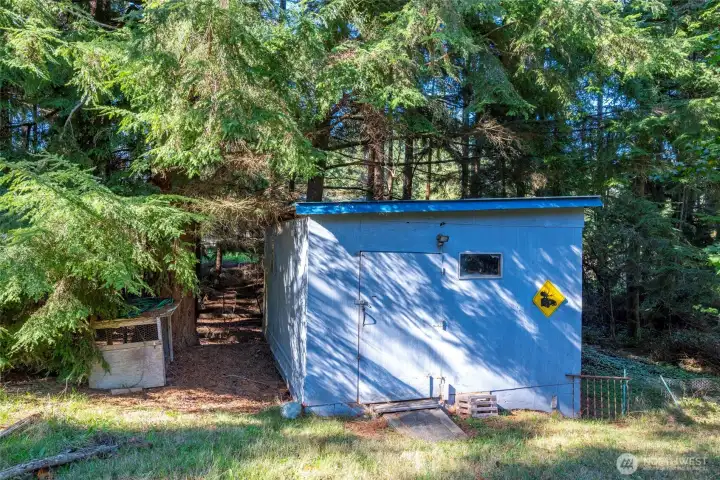 Shed in backyard.
