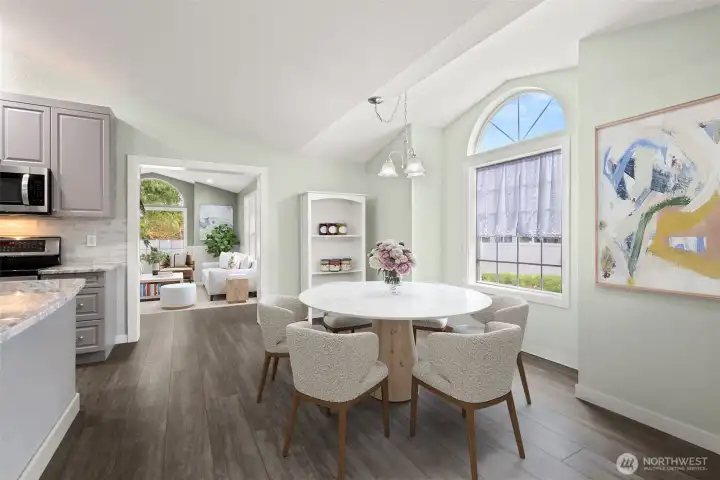 Virtually staged dining area