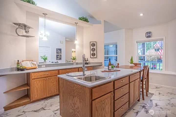 Kitchen with so much counter space.