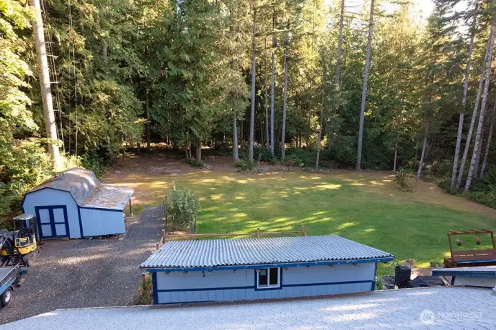 Overhead view showing the 2 storage sheds