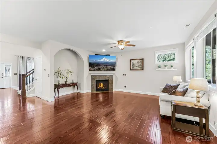 Year round comfort-cozy fireplace for winter and air conditioning for summer.