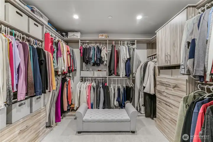 Custom closet provides convenience and organization.