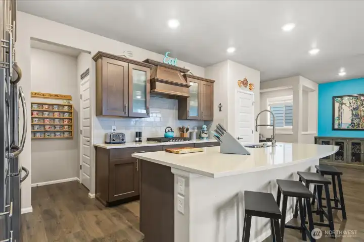 Open, bright kitchen space.