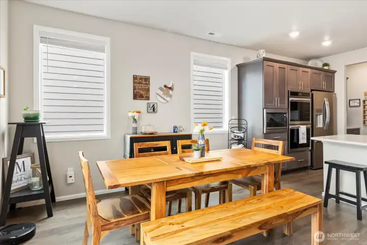Generous dining space.