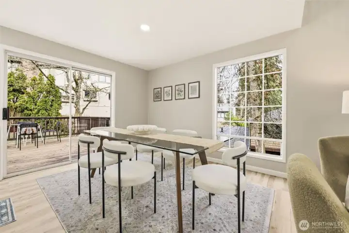 Dining area overlooking the private yard