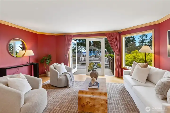 Comfortable seating area with great flow to the outdoors