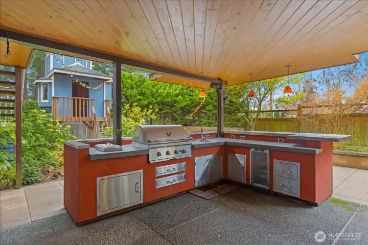Covered outdoor kitchen built for year-round use