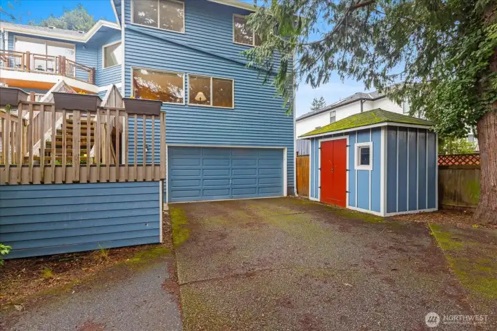 2 car garage and shed