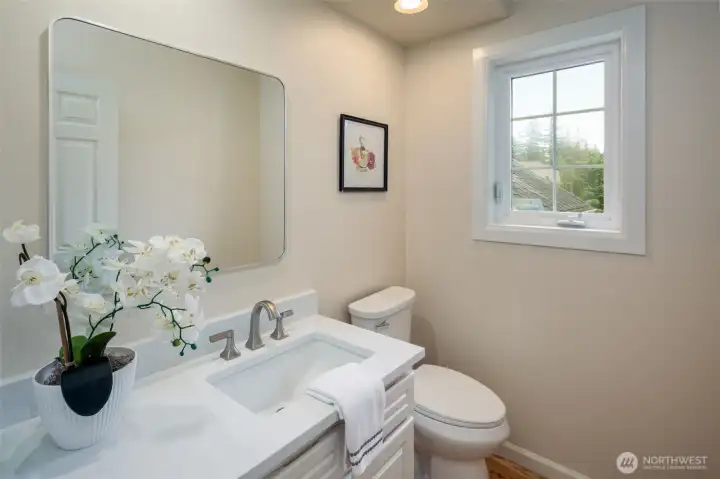 Updated powder room on the main floor.